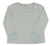 Světlemodro-bílé pruhované triko s duhou H&M
