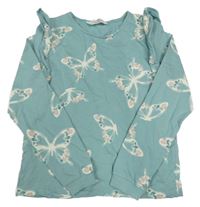 Světlemodrá mikina s motýly a volánky H&M