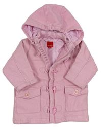 Růžový vlněný zateplený kabát s odepínací kapucí Esprit