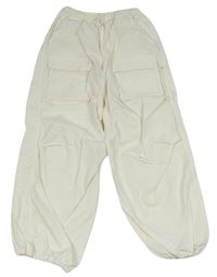 Smetanové cuff plátěné kalhoty H&M