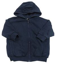 Tmavomodrá propínací oversize mikina s kapucí zn. Next