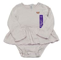 Bílo-lila pruhované body s motýlkem a sukní carter's