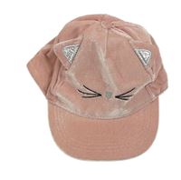 Světlerůžová sametová kšiltovka s kočičkou H&M