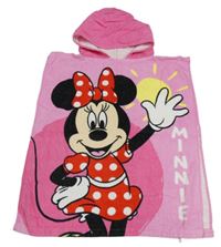 Růžová froté pončo osuška s Minnie a kapucí Disney