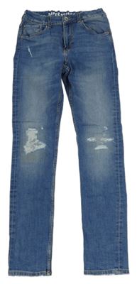 Modré skinny fit teplákové rifle s prošoupáním H&M