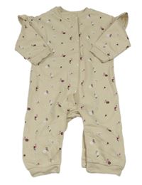 Nové - světlebéžová tepláková kombinéza s kytičkami a volánky Matalan