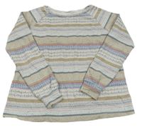 Bílo-modro-hnědobéžová vzorovaná mikina