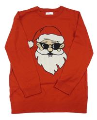 Červený pletený vánoční svetr se Santou PRIMARK