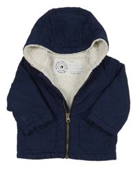 Tmavomodrá prošívaná šusťáková zateplená bunda s kapucí George