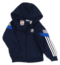 Tmavomodro-safírovo-světlešedá propínací mikina s kapucí Adidas