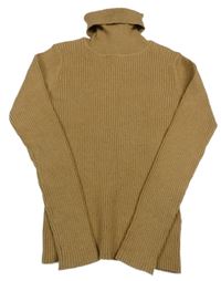 Hnědý žebrovaný svetrový rolák Next