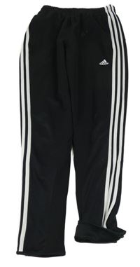 Černo-bílé funkční sportovní podšité tepláky Adidas