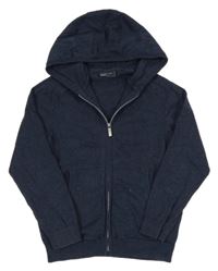 Tmavomodrý melírovaný propínací svetr s kapucí Next