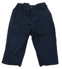 Tmavomodré plátěné kalhoty H&M