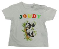 Bílé tričko s pandami a nápisem 