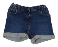 Tmavomodré teplákové riflové kraťasy famy