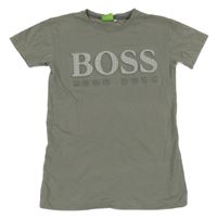 Šedé tričko s 3D logem HUGO BOSS