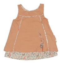 Broskvovo-bílé šaty se sovičkou a větvičkami Liegelind