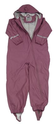 Starorůžová nepromokavá kombinéza s kytičkou a kapucí lupilu