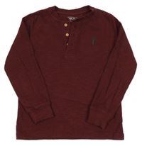 Vínová melírovaná žebrovaná mikina s výšivkou Next