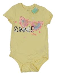 Nové - žluté body s brýlemi a nápisy a srdíčky so cute