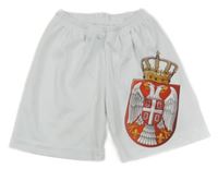 Bílé sportovní fotbalové kraťasy s erbem