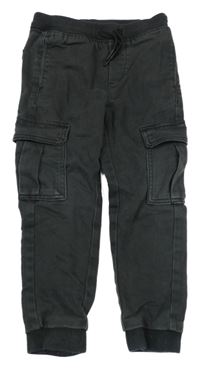 Tmavošedé cargo cuff teplákové rifle s úpletovým pasem H&M