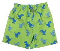Neonově limetkové plážové kraťasy s dinosaury Yigga 