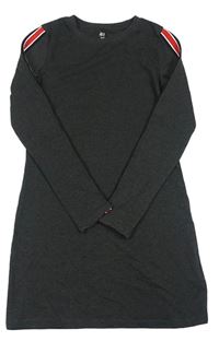 Tmavošedé šaty s pruhy na rukávech H&M