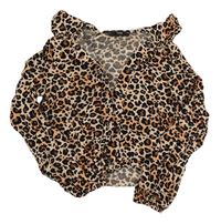 Světlehnědo-černá crop halenka s leopardím vzorem Matalan
