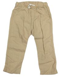 Béžové plátěné kalhoty H&M