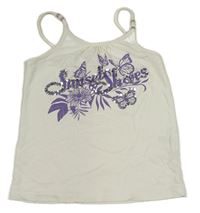 Bílý crop top s motýly a nápisem s flitry H&M