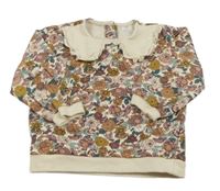 Krémovo-barevná květovaná mikina s límečkem H&M