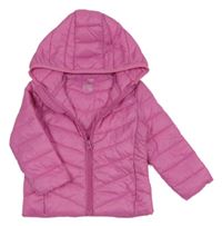 Tmavorůžová prošívaná šusťáková zateplená bunda s kapucí St. Bernard