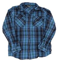 Modro-černo-zelená kostkovaná košilová bunda Primark