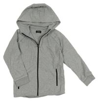 Šedá melírovaná propínací mikina s kapucí Next