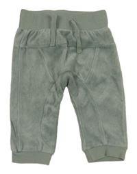 Zelenošedé sametové tepláky Fixoni