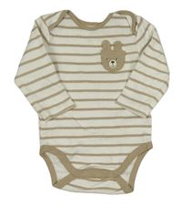 Bílo-béžové pruhované body s kapsou s medvědem C&A