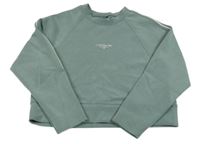 Zelenošedá crop mikina s nápisem Zara