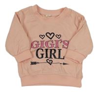 Růžová mikina s nápisem a srdíčky