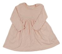 Světlerůžové žebrované bavlněné šaty Primark