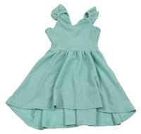 Tyrkysové žebrované šaty s volánky Kiki&Koko