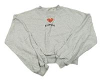 Šedá melírovaná crop mikina se srdcem - Kieth Haring H&M