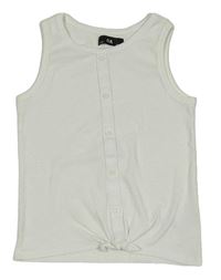 Bílý žebrovaný crop top s knoflíky C&A