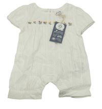 Nové - Smetanový kraťasový overal s výšivkami květin Kite