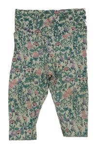 Světlezelené květované lehké tepláky H&M