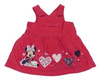 Malinové manšestrové laclové šaty s Minnie a srdíčky George
