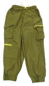 Zelené šusťákové cargo cuff chino kalhoty Kiki&Koko