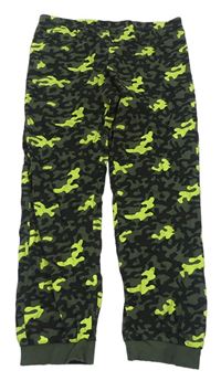 Khaki-černo-neonové army pyžamové kalhoty chapter