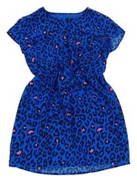 Modro-černé vzorované šifonové šaty 